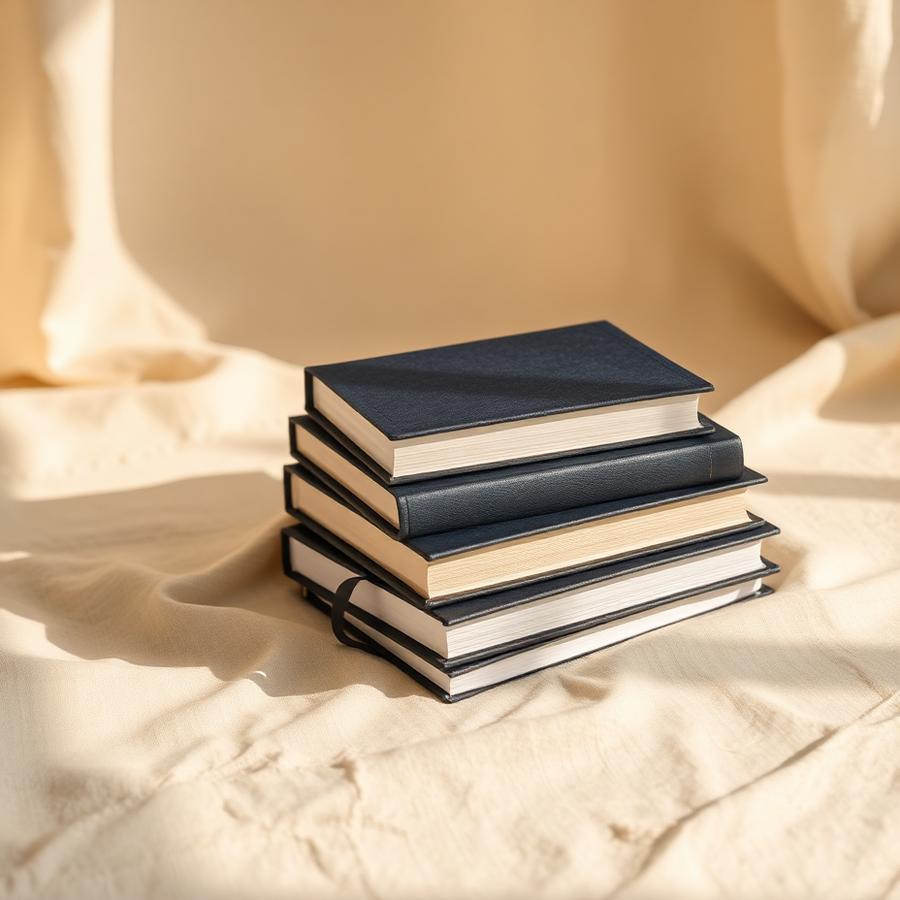 A small stack of books beside a window