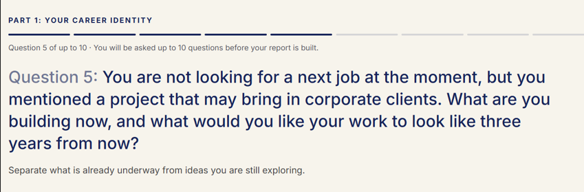 Sample question from the Career Identity part of Career Discovery