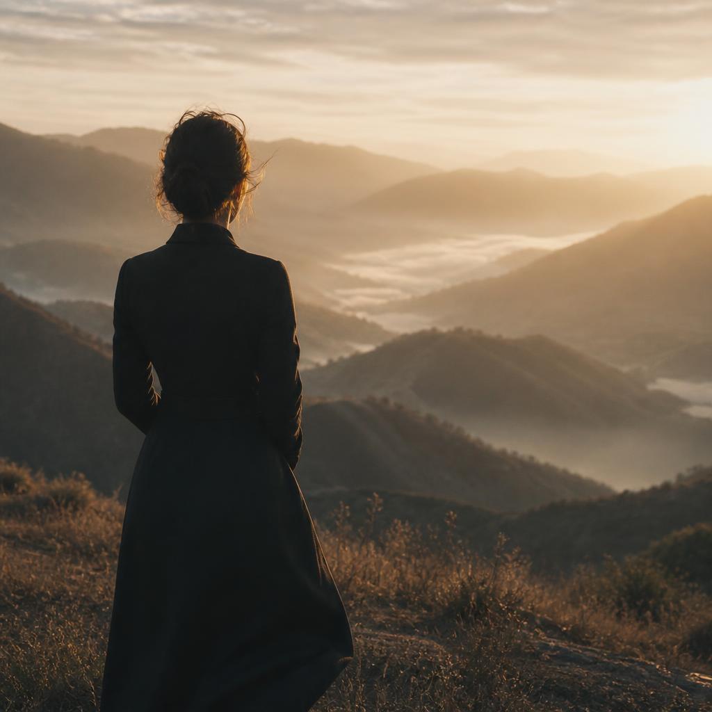 A person looking out over a valley, considering what comes next